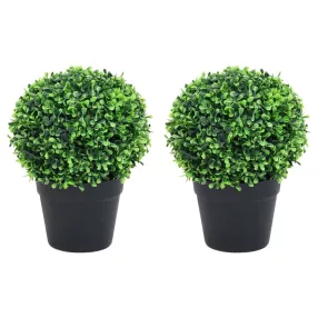 2 db zöld gömbalakú cserepes műpuszpáng 37 cm