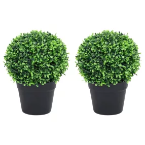 2 db zöld gömbalakú cserepes műpuszpáng 32 cm