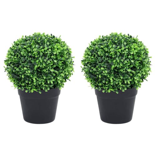 2 db zöld gömbalakú cserepes műpuszpáng 32 cm