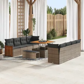   vidaXL Kerti Kanapé Szett párnával Szürke 231 x 224 x 85 cm polirattan