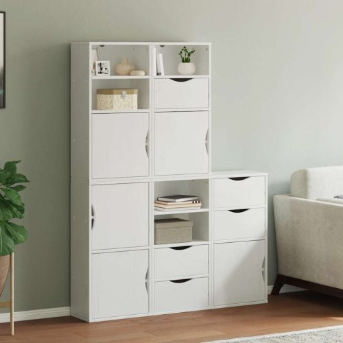 5 db fehér tömörfa fenyőfa oldalsó szekrény ODDA 40x24x79 cm