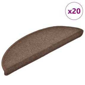   20 db-os lépcsőszőnyegek 56 x 17 x 3 cm kávébarna félkör alakú