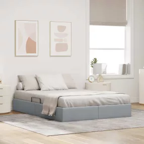   vidaXL Tárolós Ágy fejtámlával Világosszürke 135 x 190 cm szövet