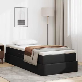   vidaXL Ágy tárolóval és matraccal matracmal Fekete 90 x 190 cm Műbőr