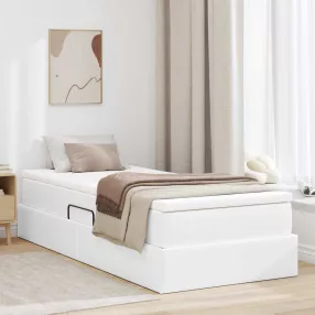   vidaXL Ágy tárolóval és matraccal matracmal Fehér 90 x 190 cm Műbőr