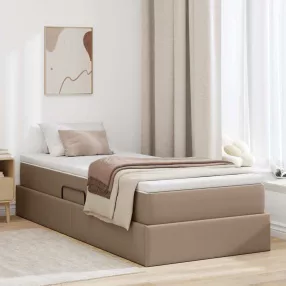   vidaXL Ágy tárolóval és matraccal Cappuccino 90 x 200 cm Műbőr