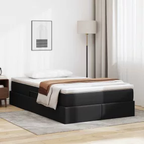   vidaXL Ágy tárolóval és matraccal matracmal Fekete 120 x 190 cm Műbőr