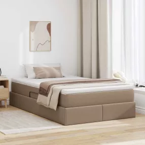   vidaXL Ágy tárolóval és matraccal Cappuccino 120 x 200 cm Műbőr