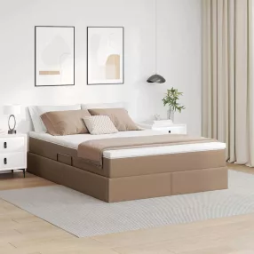   vidaXL Ágy tárolóval és matraccal Cappuccino 140 x 200 cm Műbőr