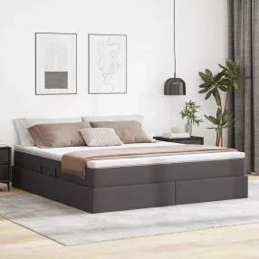   vidaXL Ágy tárolóval és matraccal matracmal Szürke 180 x 200 cm Műbőr
