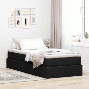   vidaXL Ágy tárolóval és matraccal Fekete 90 x 190 cm Poliészter