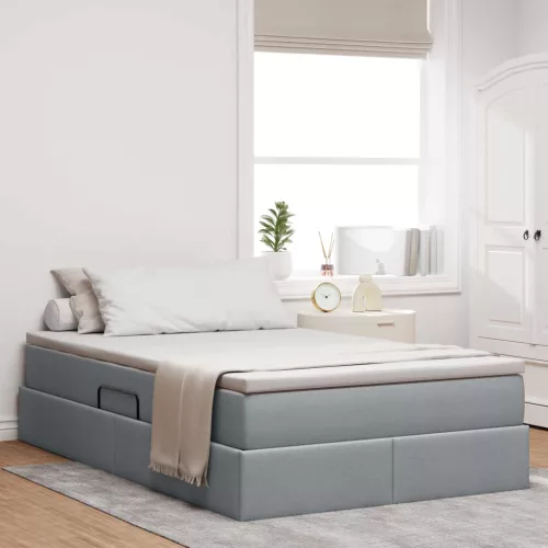 vidaXL Ágy tárolóval és matraccal matracmal Világosszürke 120 x 190 cm