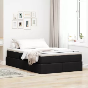   vidaXL Ágy tárolóval és matraccal Fekete 120 x 190 cm Poliészter