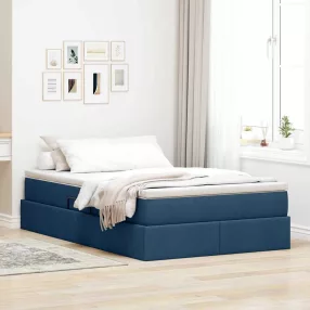   vidaXL Ágy tárolóval és matraccal Kék 120 x 200 cm Poliészter