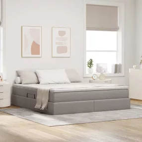   vidaXL Ágy tárolóval és matraccal Tópszínű 160 x 200 cm Poliészter