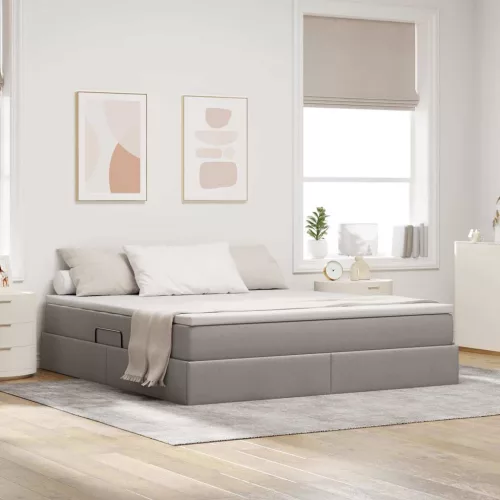 vidaXL Ágy tárolóval és matraccal Tópszínű 160 x 200 cm Poliészter