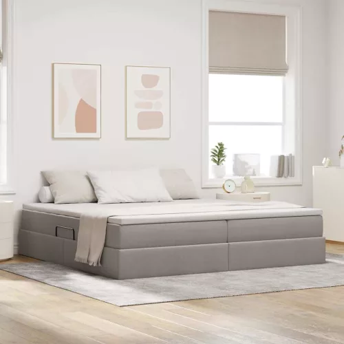 Ágy tárolóval és matraccal Tópszínű 200 x 200 cm Poliészter