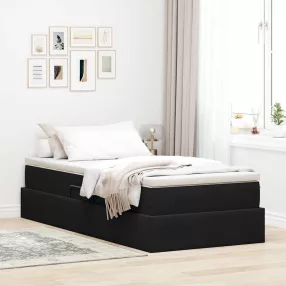   vidaXL Ágy tárolóval és matraccal matracmal Fekete 90 x 200 cm Bársony