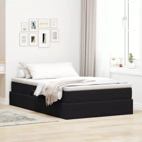   vidaXL Ágy tárolóval és matraccal Fekete 120 x 190 cm Bársony