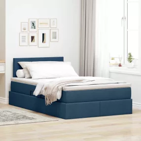   vidaXL Ágy tárolóval és matraccal matracmal Kék 120 x 200 cm Faanyag