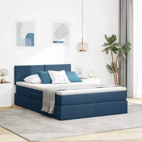   vidaXL Ágy tárolóval és matraccal matracmal Kék 140 x 200 cm Faanyag