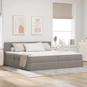   Ágy tárolóval és matraccal Tópszínű 200 x 200 cm Faanyag