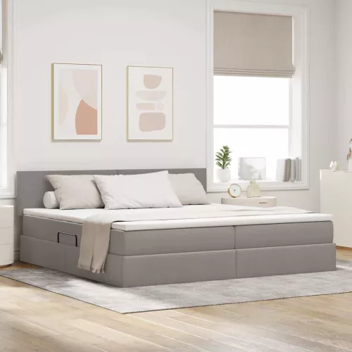 Ágy tárolóval és matraccal Tópszínű 200 x 200 cm Faanyag