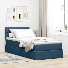   vidaXL Ágy tárolóval és matraccal fejtámlával Kék 100 x 200 cm Faanyag