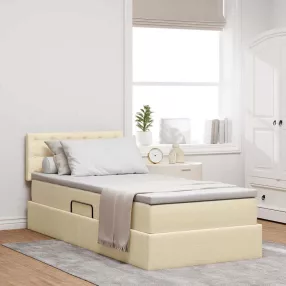   vidaXL Ágy tárolóval és matraccal matracmal Krém 90 x 200 cm Faanyag