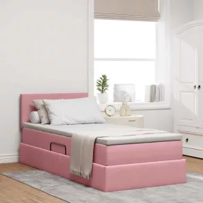   vidaXL Tárolós Ágy matracmal fejtámlával Rózsaszín 90 x 190 cm Bársony