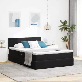   vidaXL Tárolós Ágy matracmal fejtámlával Fekete 140 x 190 cm Bársony