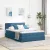 vidaXL Tárolós Ágy matracmal tárolóval Sötét kék 140 x 200 cm Bársony