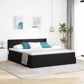   vidaXL Tárolós Ágy matracmal fejtámlával Fekete 180 x 200 cm Bársony