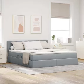   vidaXL Tárolós Ágy matracmal Világosszürke 180 x 200 cm Műbőr