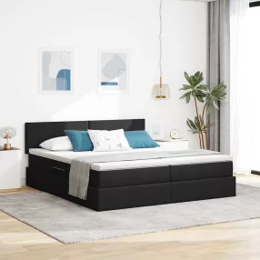   vidaXL Tárolós Ágy matracmal fejtámlával Fekete 180 x 200 cm Műbőr