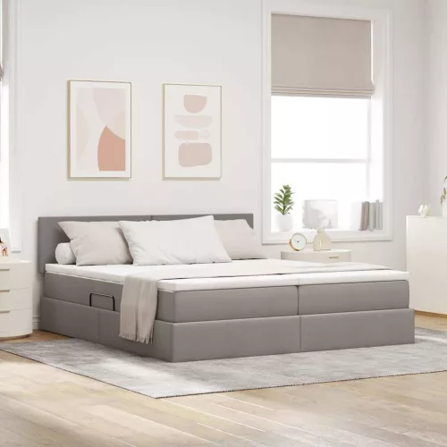 vidaXL Tárolós Ágy matracmal fejtámlával Tópszínű 180 x 200 cm Műbőr