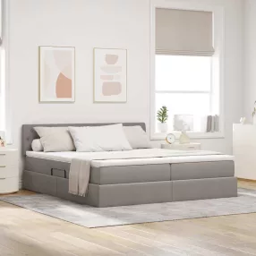   vidaXL Tárolós Ágy matracmal fejtámlával Tópszínű 200 x 200 cm Műbőr