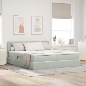   vidaXL Tárolós Ágy matracmal fejtámlával Világosszürke 90 x 200 cm