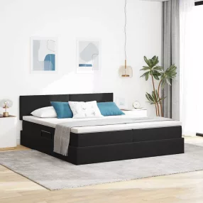   vidaXL Tárolós Ágy fejtámlával tárolóval Fekete 90 x 200 cm