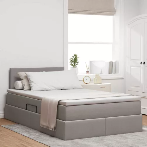 Ágy tárolóval és LED lámpával Tópszínű 120 x 200 cm Poliészter
