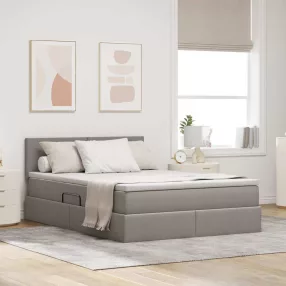   Ágy tárolóval és LED lámpával Tópszínű 140 x 200 cm Poliészter