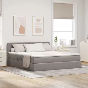   vidaXL Ágy tárolóval és LED lámpával Tópszínű 180 x 200 cm szövet