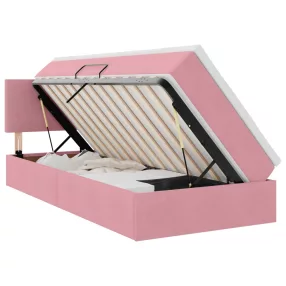   vidaXL Ágy tárolóval és LED lámpával Rózsaszín 90 x 200 cm Bársony
