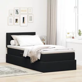   vidaXL Ágy tárolóval és LED lámpával Fekete 100 x 200 cm Bársony