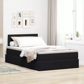   vidaXL Ágy tárolóval és LED lámpával Fekete 120 x 190 cm Bársony