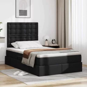   vidaXL Tárolós Ágy matracmal fejtámlával Fekete 120 x 200 cm Műbőr