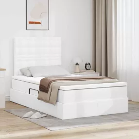   vidaXL Tárolós Ágy matracmal tárolóval Tiszta Fehér 120 x 200 cm Műbőr