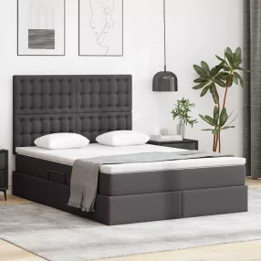  vidaXL Tárolós Ágy matracmal fejtámlával Szürke 140 x 190 cm Műbőr