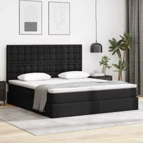   vidaXL Tárolós Ágy matracmal fejtámlával Fekete 160 x 200 cm Műbőr