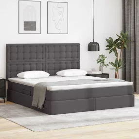   vidaXL Tárolós Ágy matracmal fejtámlával Szürke 160 x 200 cm Műbőr